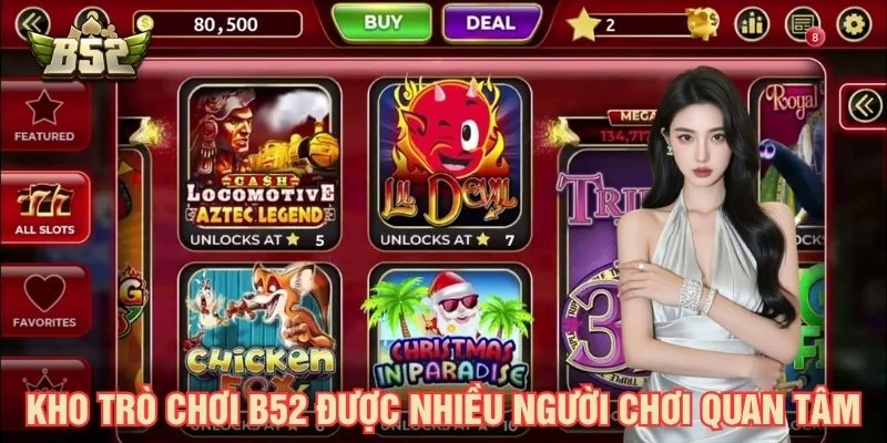 Sảnh casino B52 cung cấp nhiều trò chơi quen thuộc