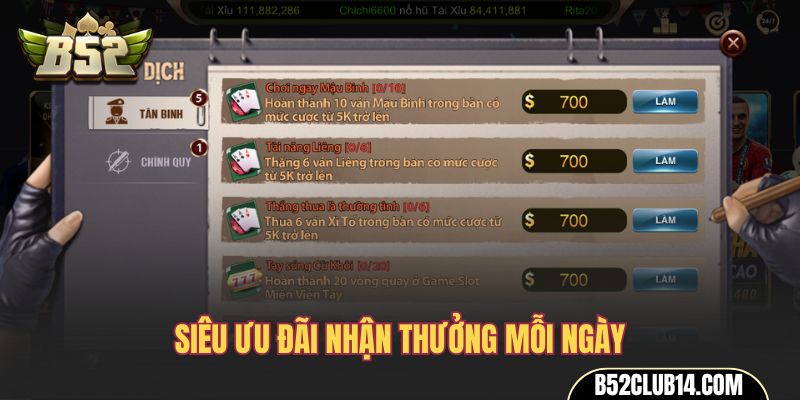 Siêu ưu đãi nhận thưởng mỗi ngày